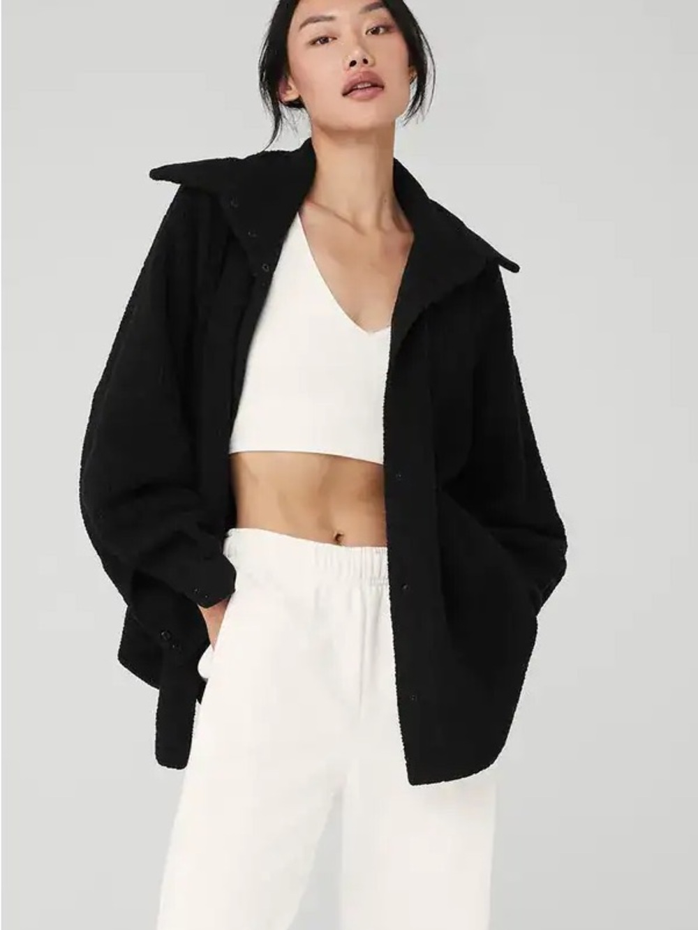 ALO Yoga Black Micro Sherpa Envy Jacket - Women Size Small